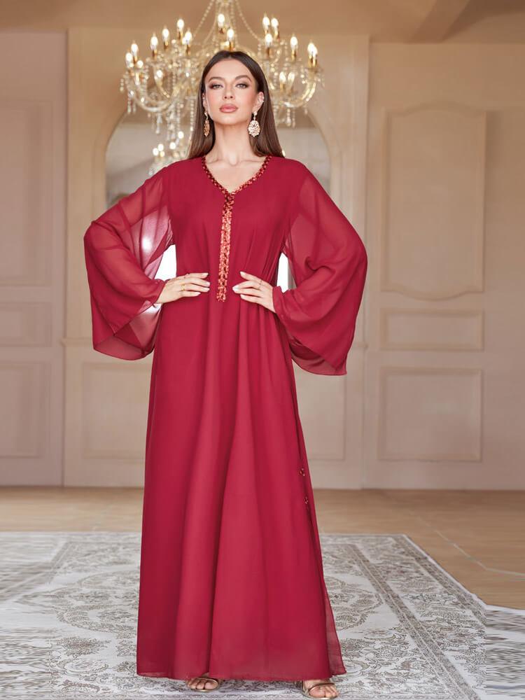 Women's Solid Color Sequin Jalabiya