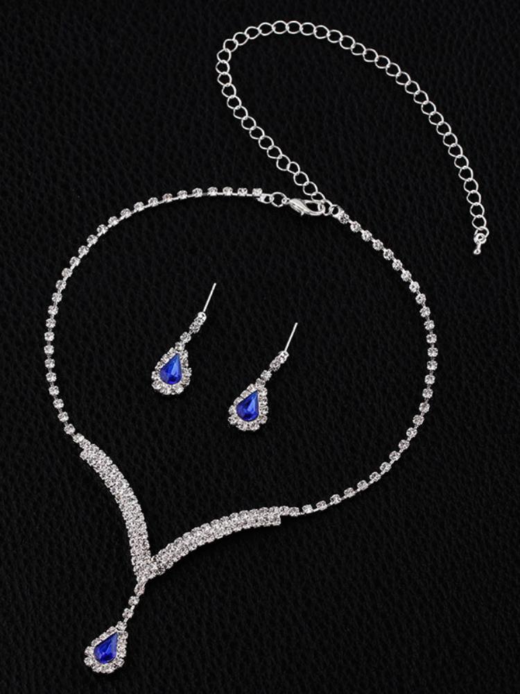 Water Drop Pendant Necklace Earring Set