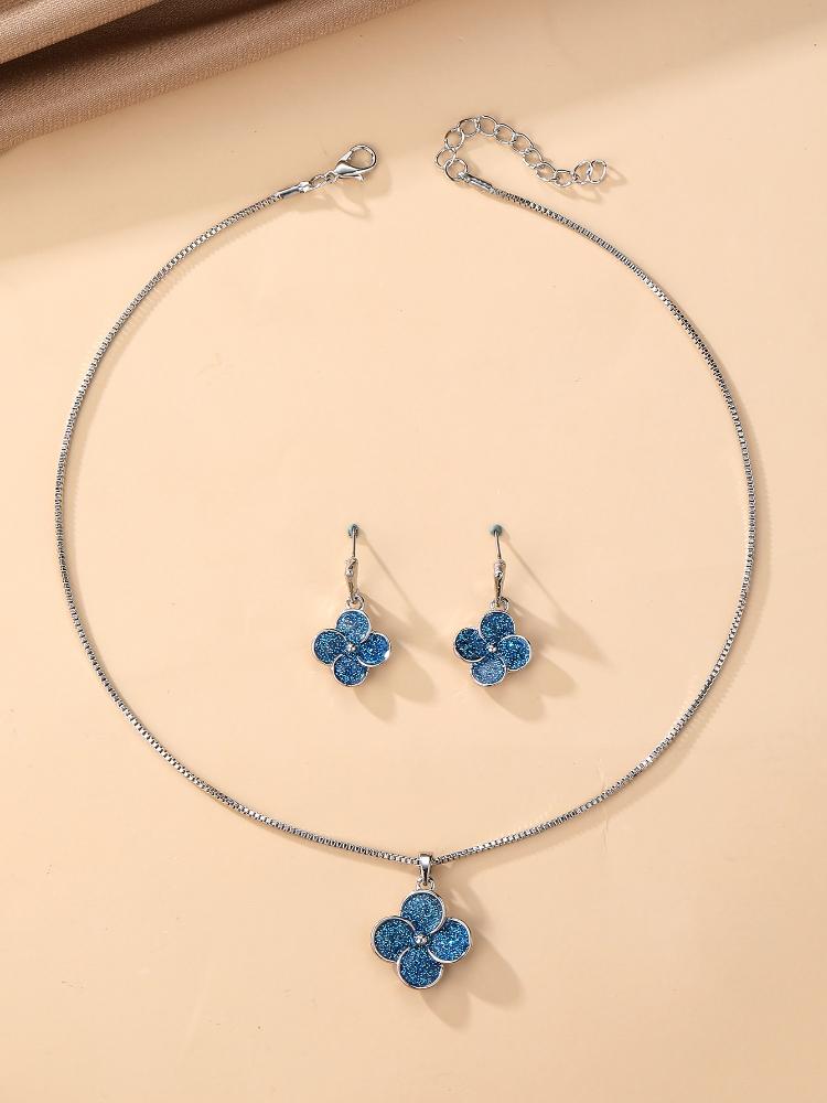 Clover Shape Earring Necklace Jewelry Set