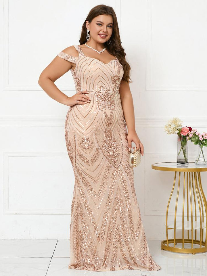 Sequined Slim Evening Gown