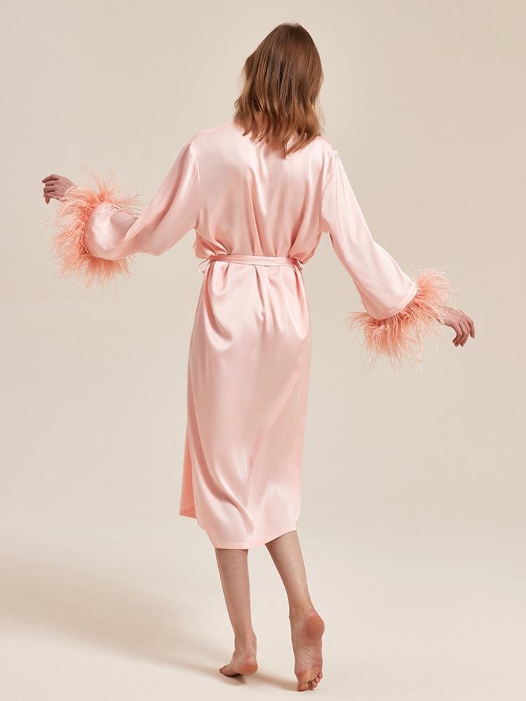 Women's Elegant Feathers Long Nightgown