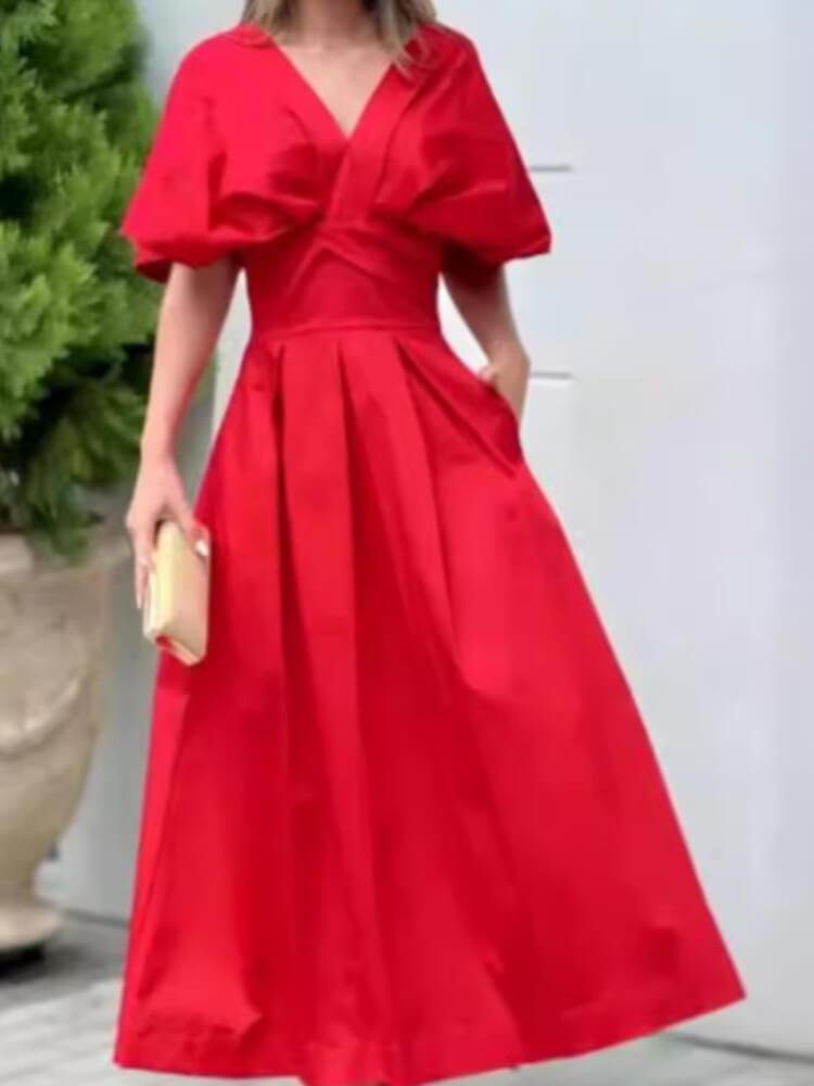 Women's Elegant Solid Color High Waist Dress