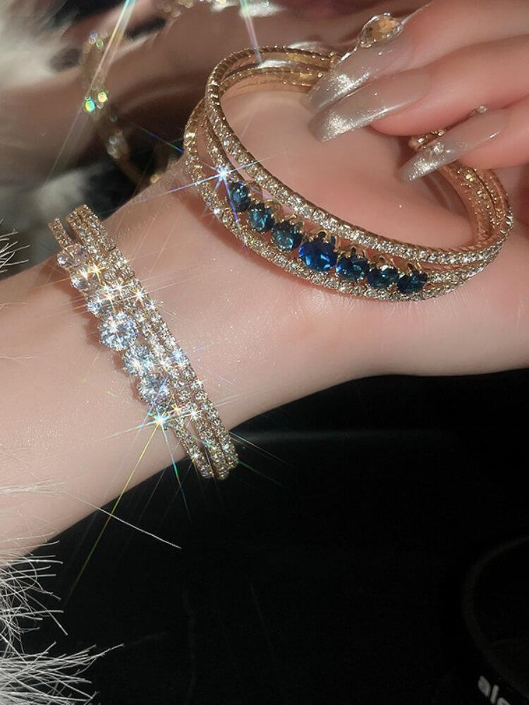 Irregular Multi-layer Zircon Diamond Bracelet