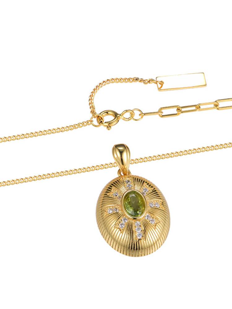 925 Silver Zircon Tourmaline Chain Necklace