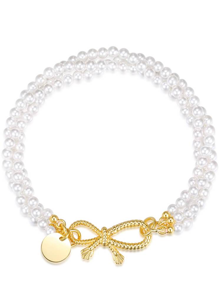 925 Silver Pearl Bow Bracelet