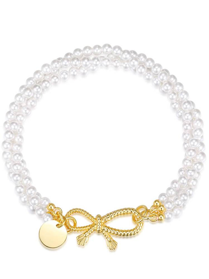 925 Silver Pearl Bow Bracelet