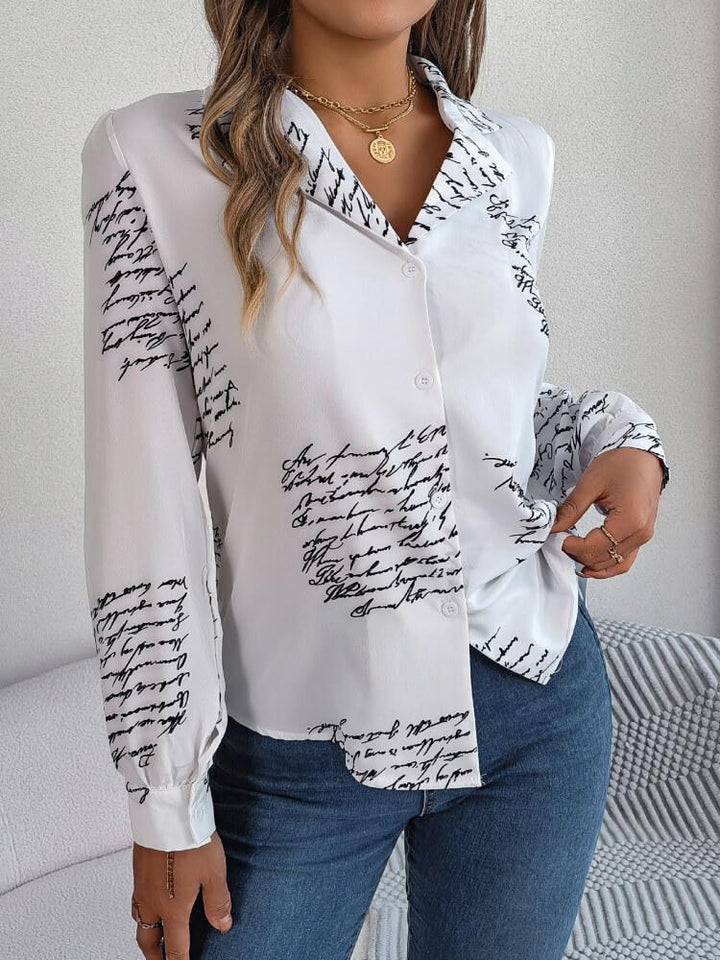 Women's Alphabet Suit Collar Long Sleeve Shirt
