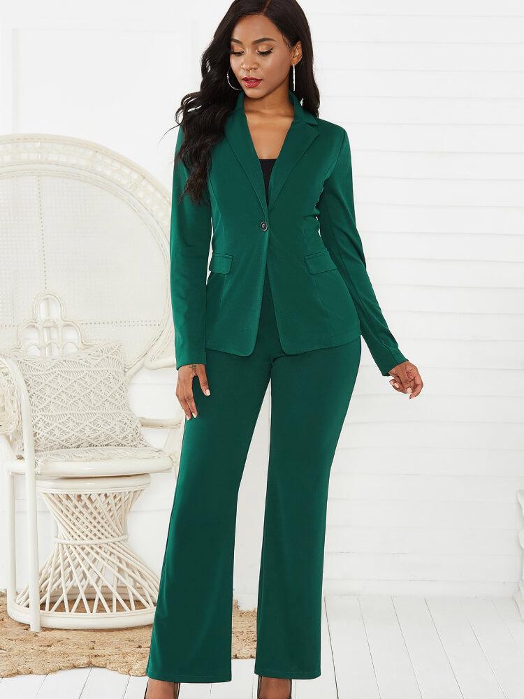 Women's Solid Color Two-Piece Suit Sets