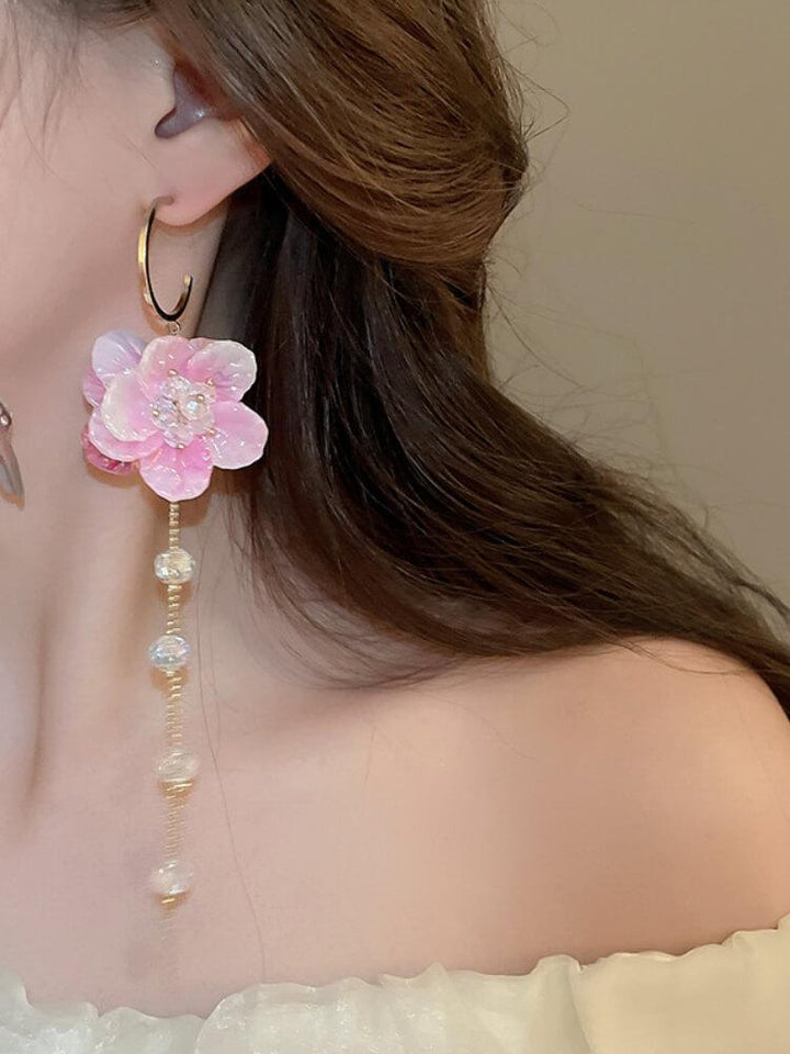 Double-sided Flower Tassel Earrings