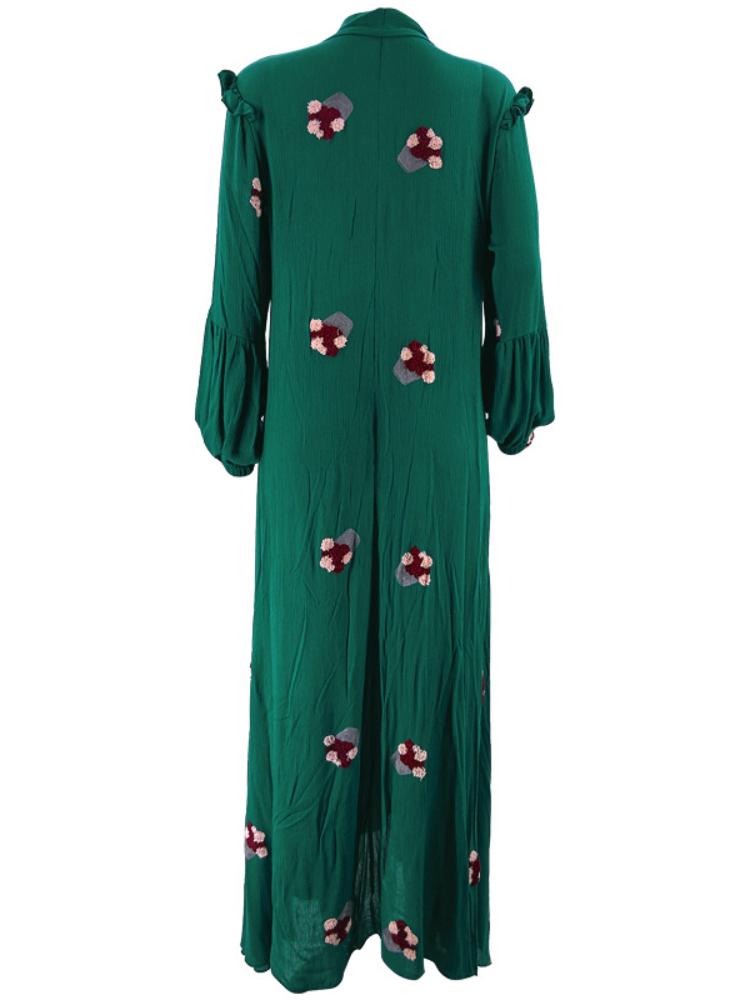 Embroidered Lair Long Sleeve Maxi Dress