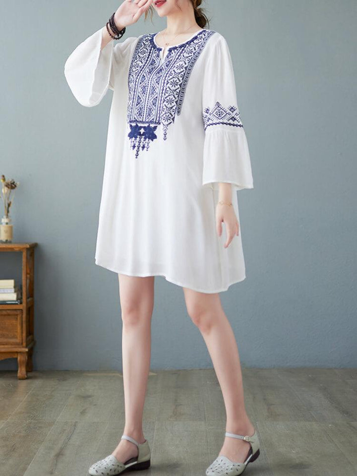 Women's Linen Shirt Embroidered Loose Shirt