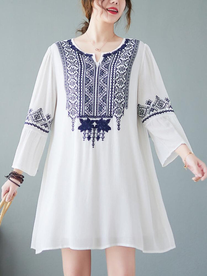 Women's Linen Shirt Embroidered Loose Shirt