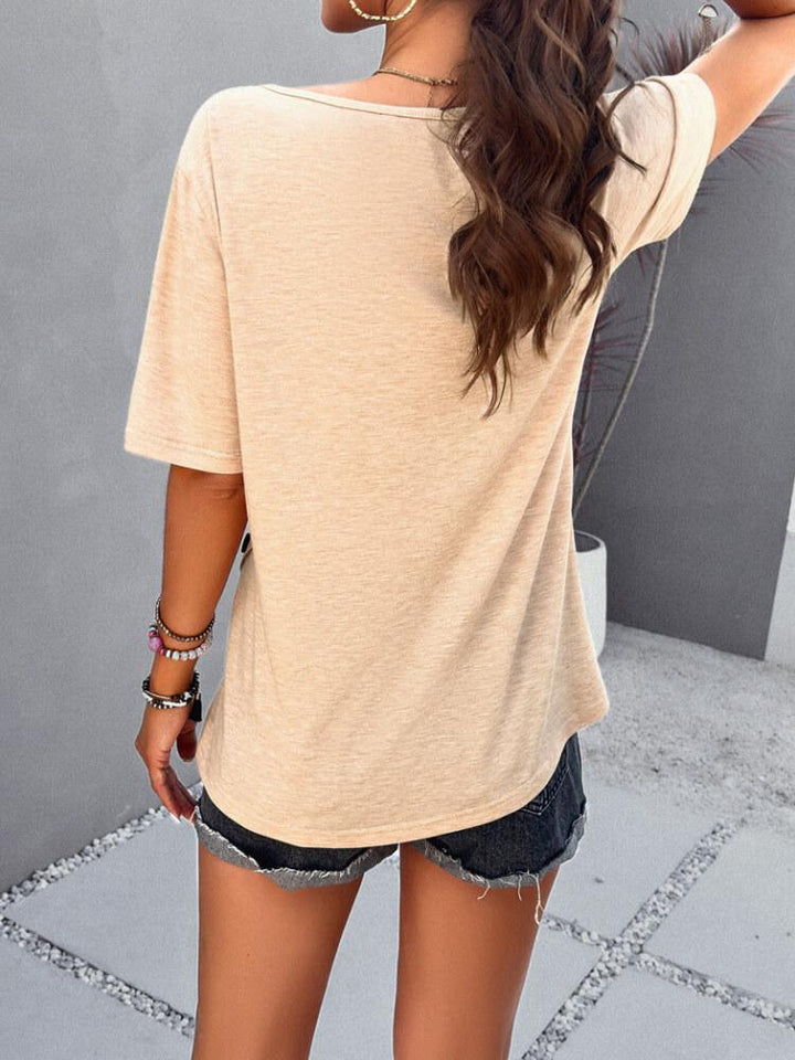 Women's Casual Solid Color Short Sleeve Top