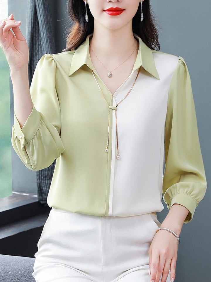 Elegant Solid Color Satin Shirt