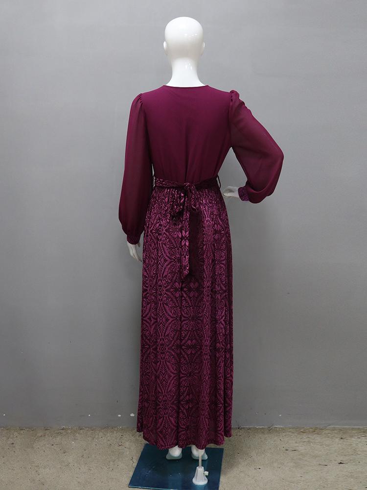 Velvet Chiffon Evening Dress Robe Kaftan Dress