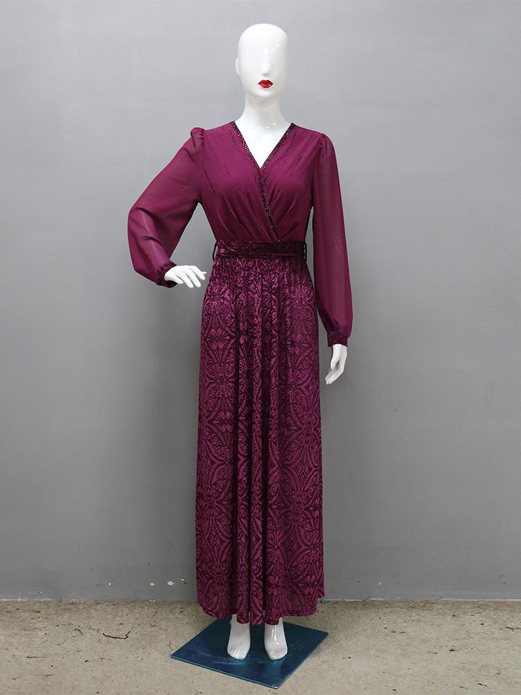 Velvet Chiffon Evening Dress Robe Kaftan Dress
