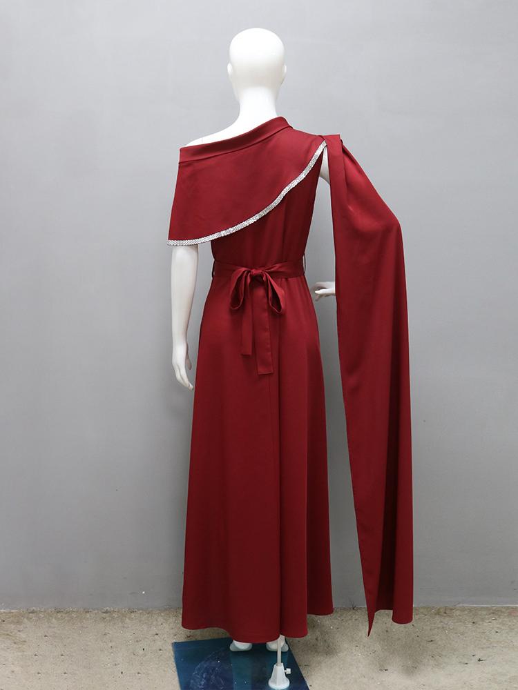 Slim-Fit Robe Kaftan Dress Evening Gown With Belt