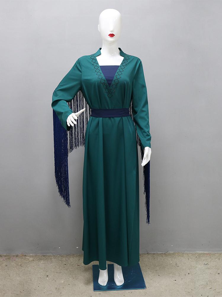 Rhinestone Tassel Robe Kaftan Dress