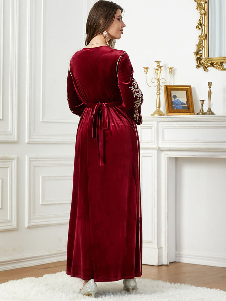 Women's Embroidered Beaded Velvet Dress