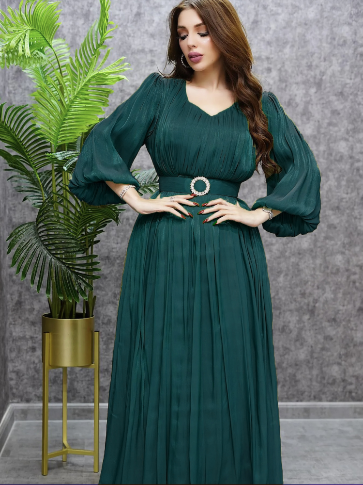 Women's Pleated Shining Waist Dress(It is recommended to order a Size down)