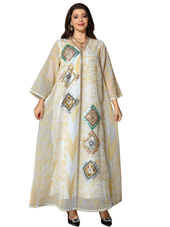 Women's Embroidered Sequin Flower Dress