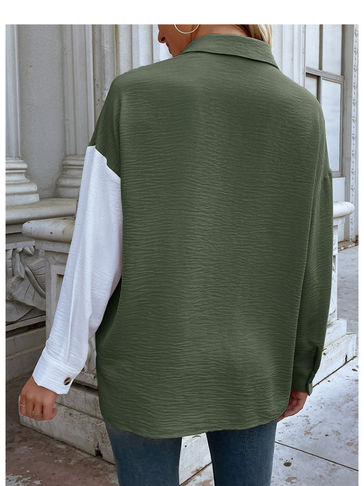 Color Matching Long Sleeved Shirt