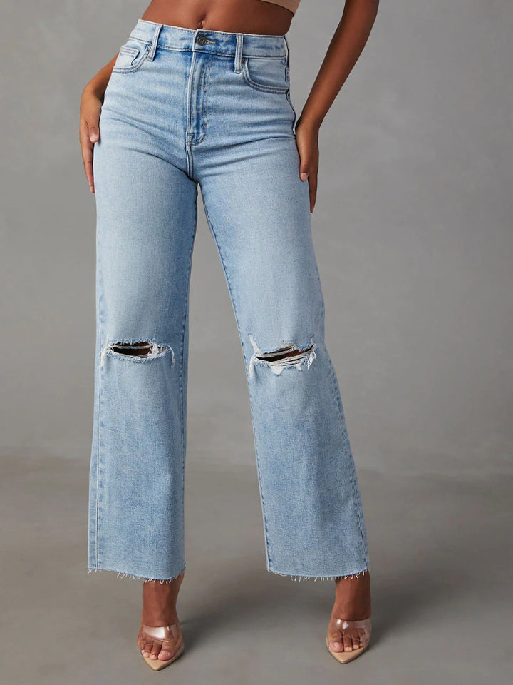 Ripped Wash Loose Jeans