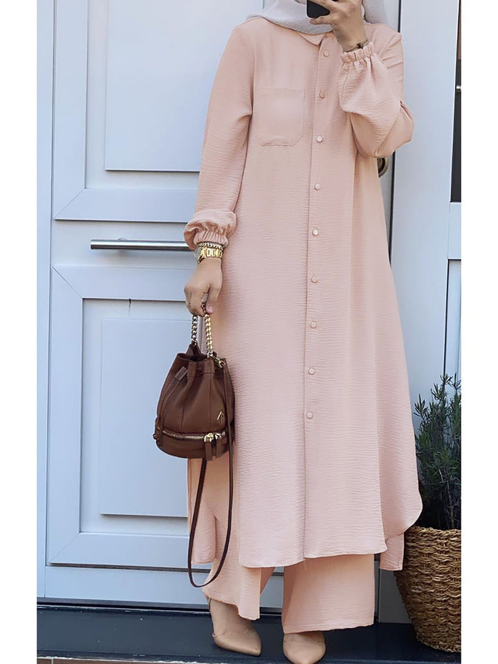 Solid Color Elegant Two-Piece Sets Abaya