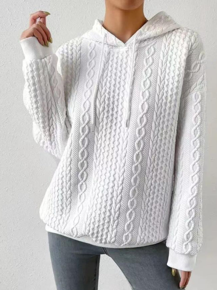 Women's Jacquard Hooded Strappy Long Sleeve Sweatshirt
