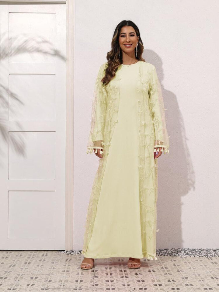 Solid Color Embroidered Muslim Two Piece Set