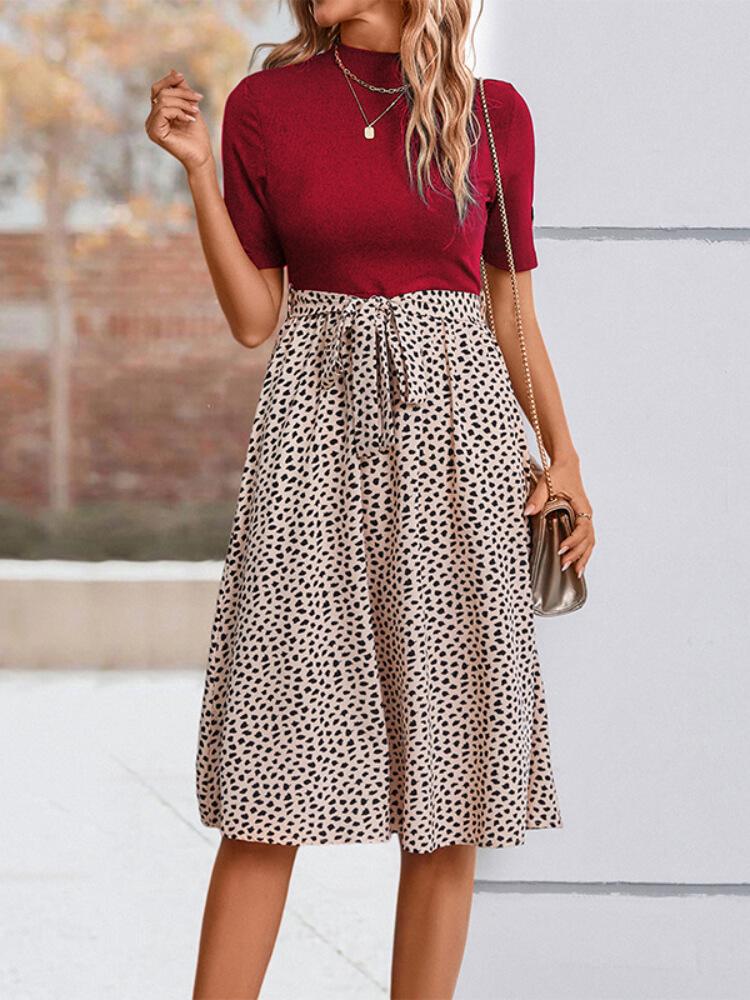 Leopard-Print Lace-Up Dress