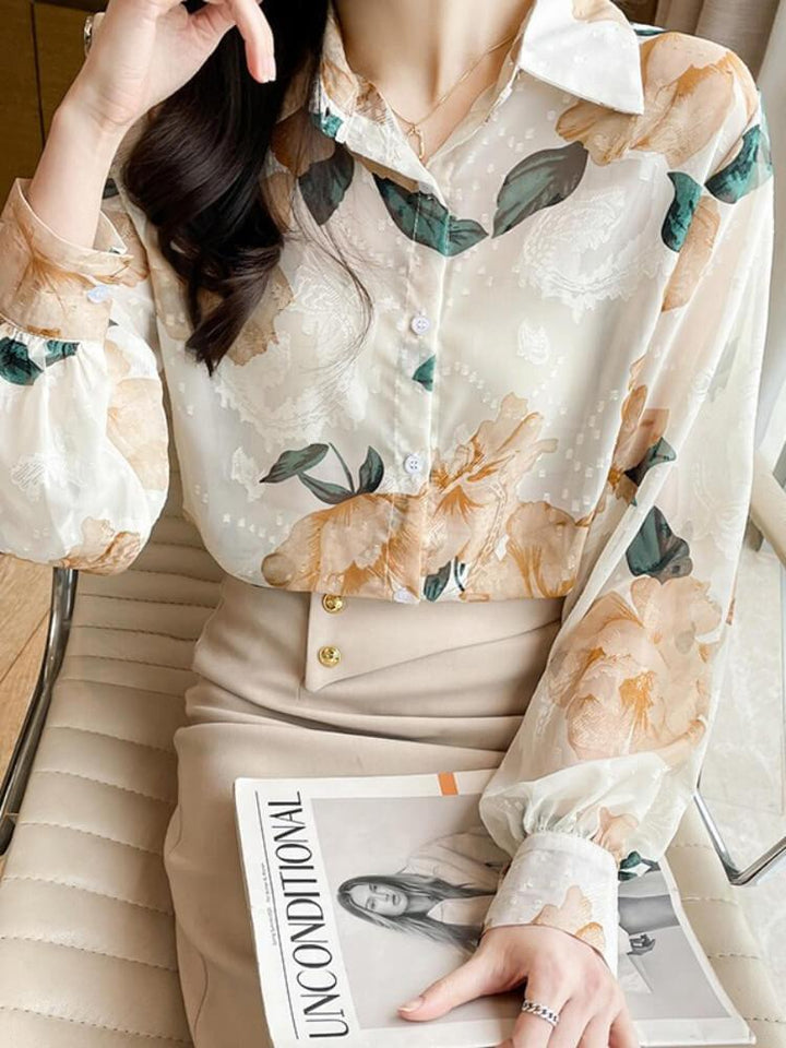 Women's Flower Chiffon Shirt