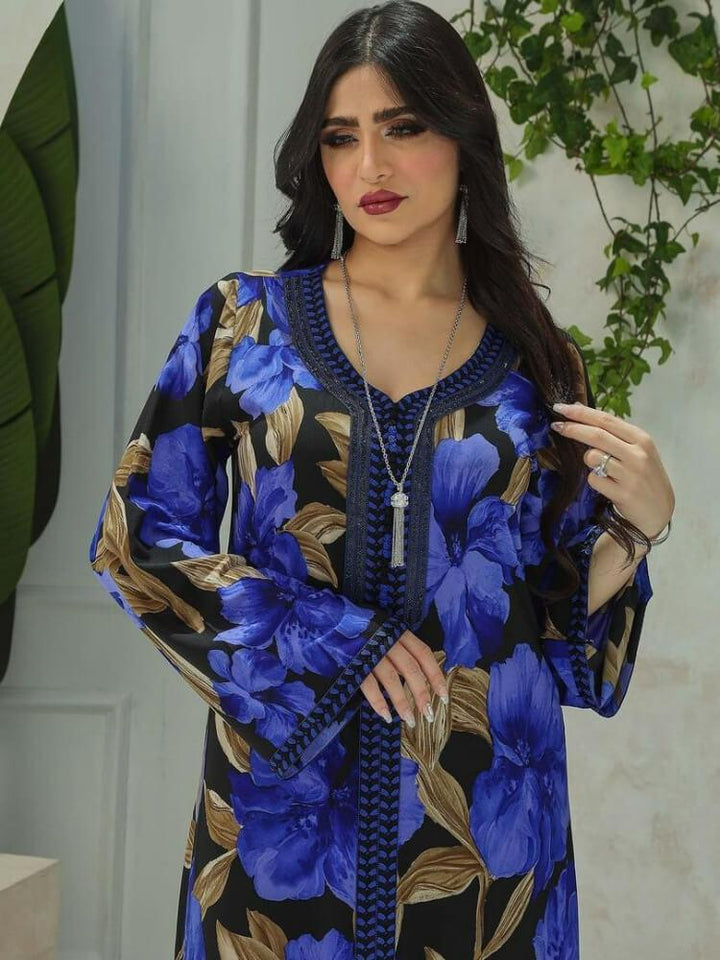 Printed Diamond Lace Dress Jalabiya