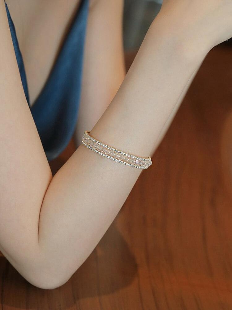 Crystal Beaded Open Bracelet
