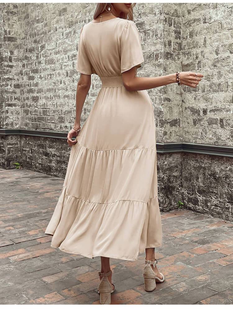 Solid Pleated Dress
