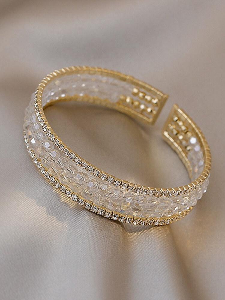 Crystal Beaded Open Bracelet
