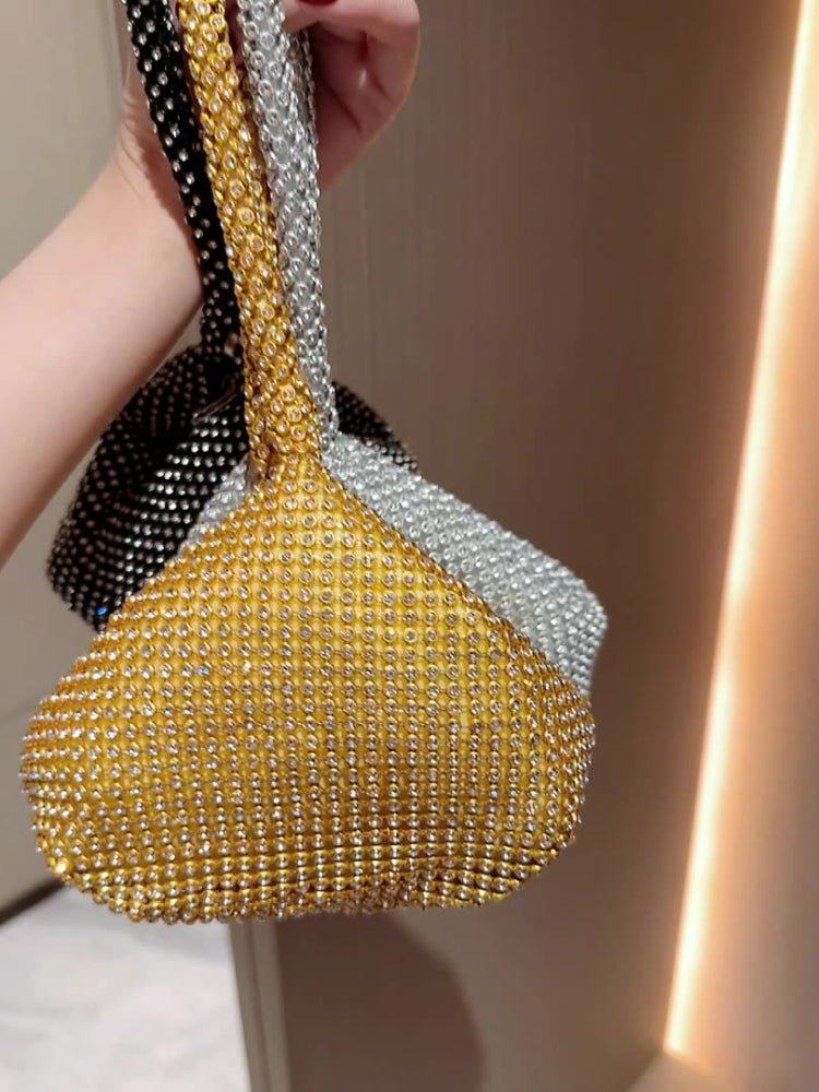 Diamond-encrusted dinner bag, handbag, banquet bag, handbag