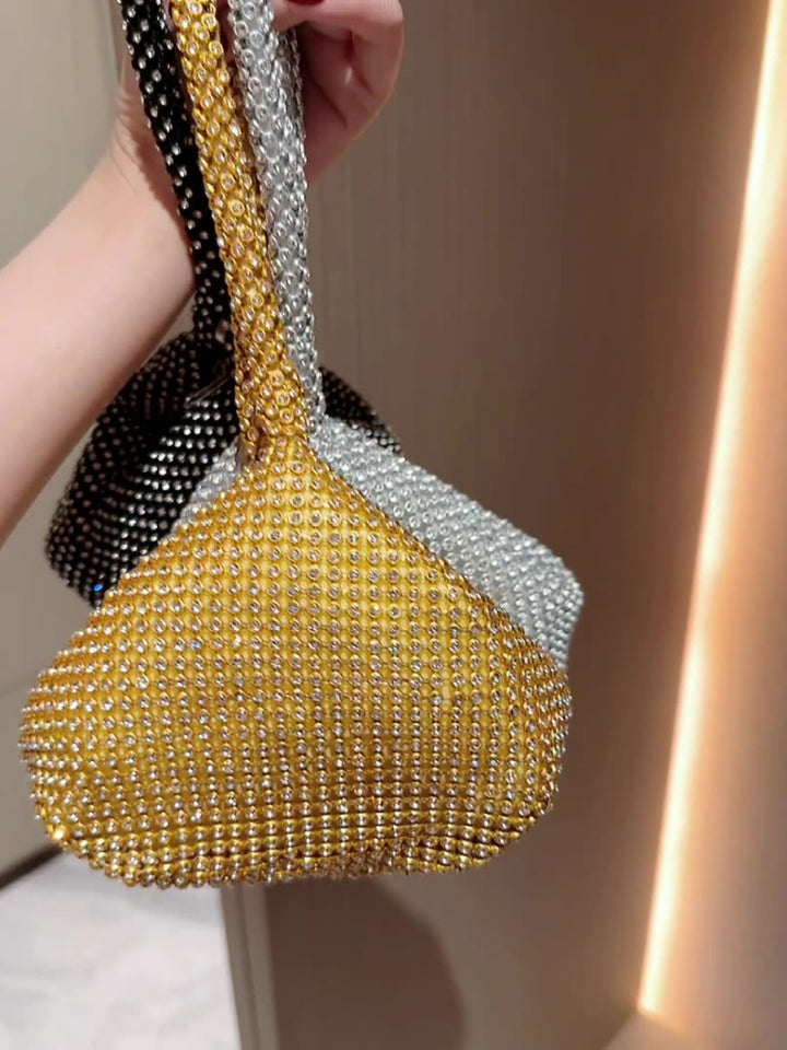 Diamond-encrusted dinner bag, handbag, banquet bag, handbag