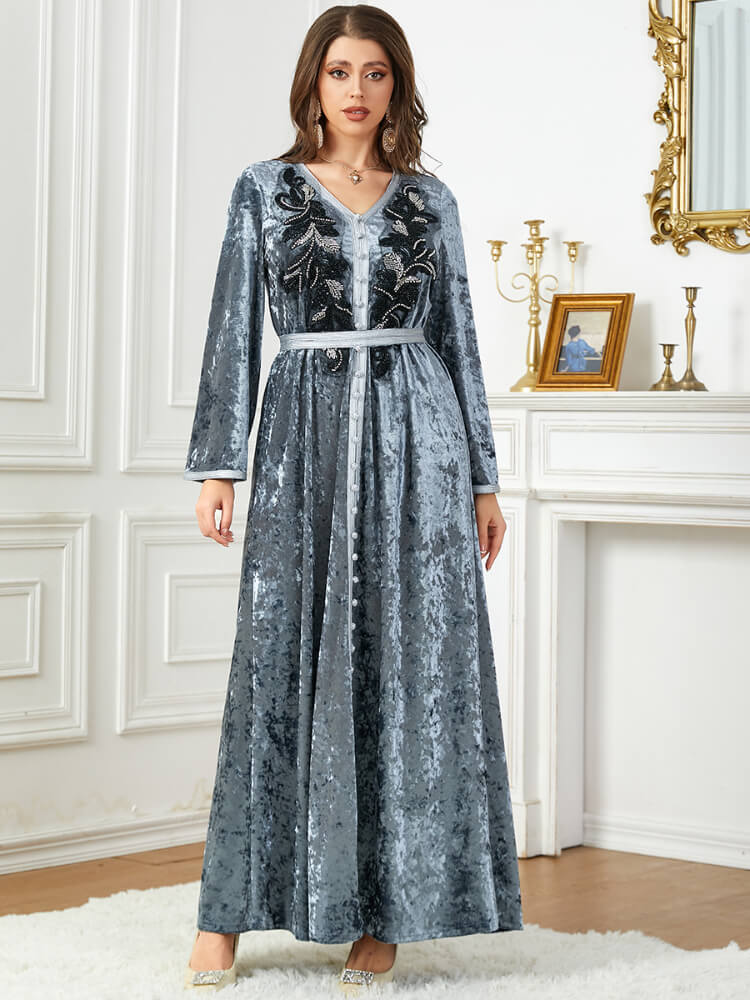 Women's Lace Velvet Dress