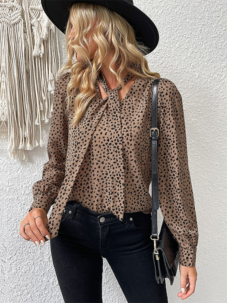 Women's Long Sleeved Leopard Print Shirt
