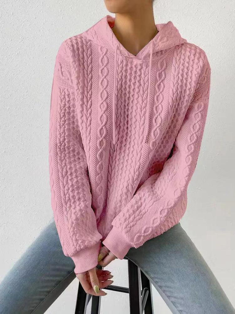Women's Jacquard Hooded Strappy Long Sleeve Sweatshirt