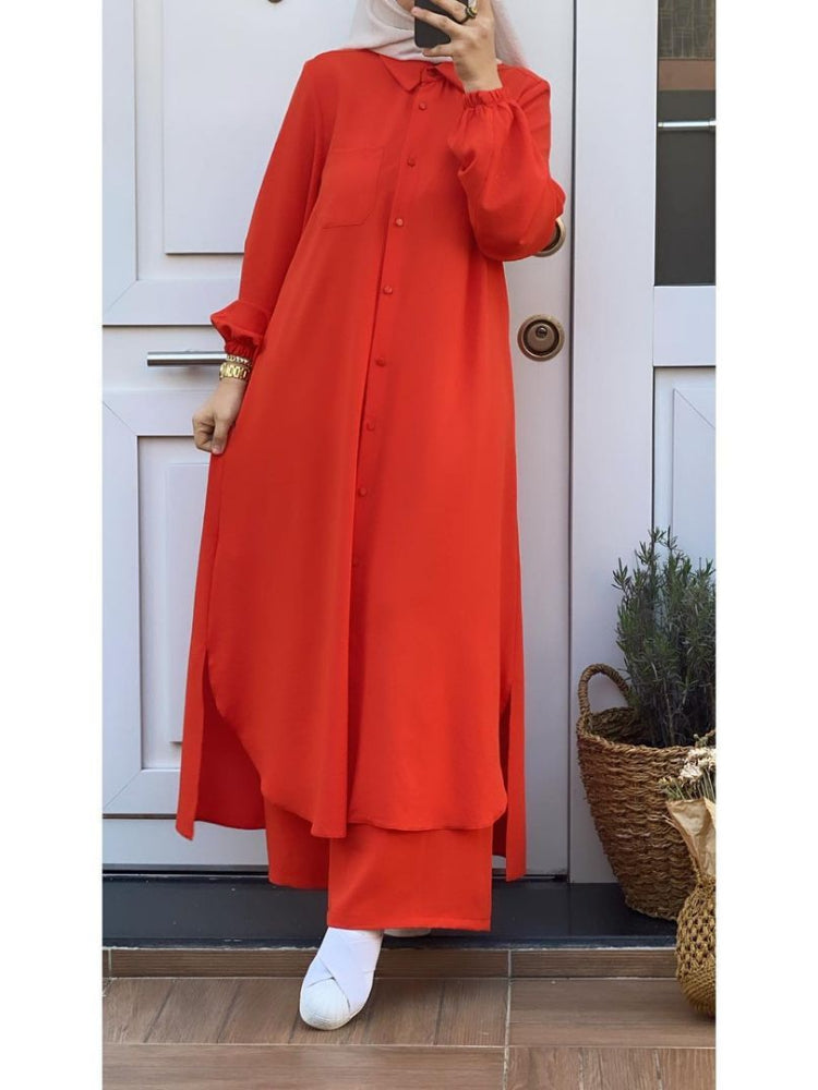 Solid Color Elegant Two-Piece Sets Abaya