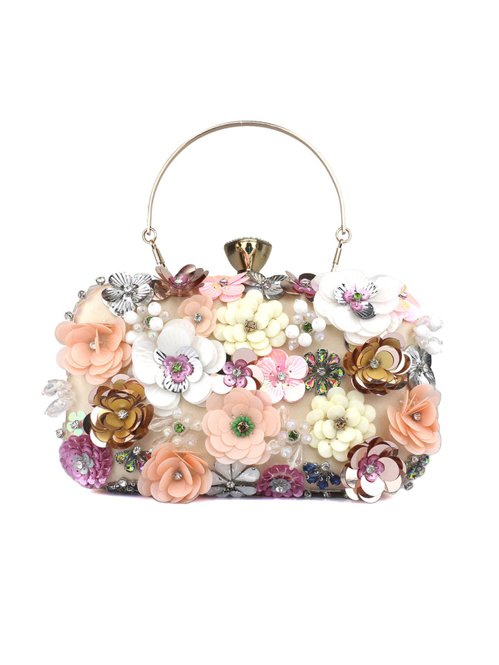 Women's Mini Beaded Flower Square Bag