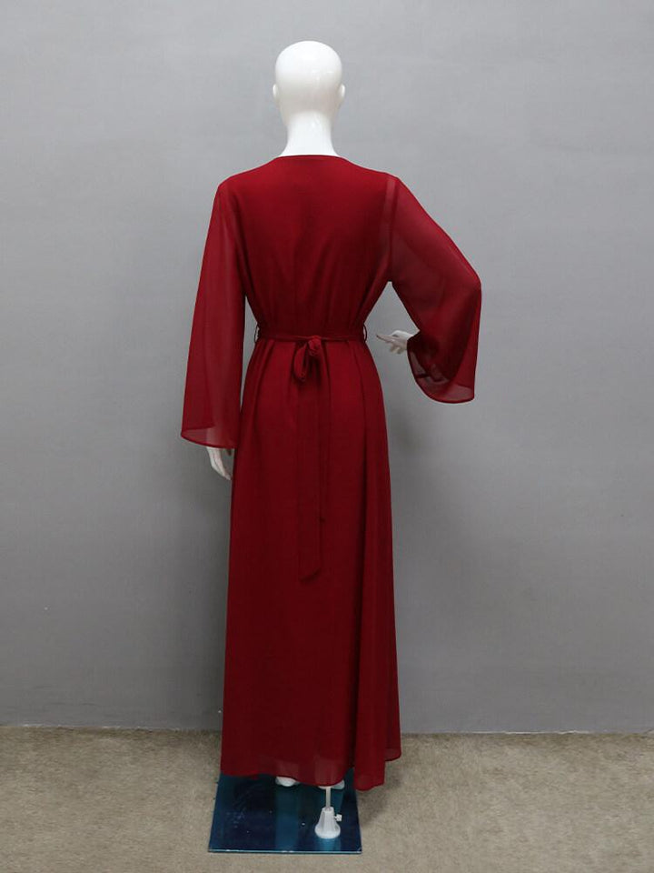 Women's Elegant Chiffon Rhinestones Vest Dress Set