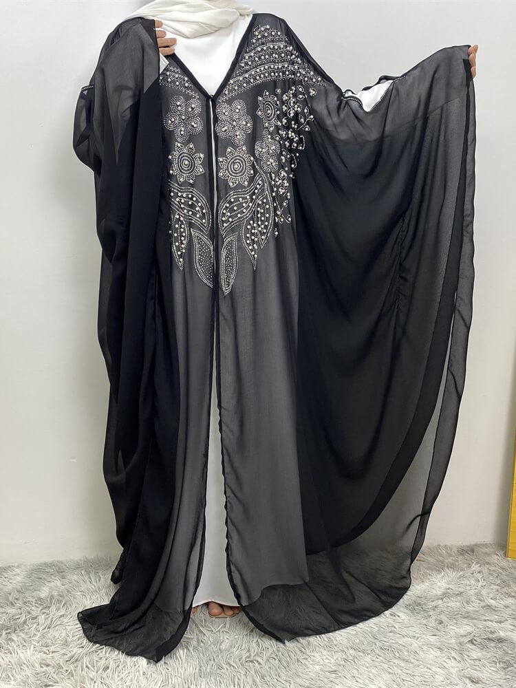 Women's Casual Rhinestones Batwing Sleeve Abaya