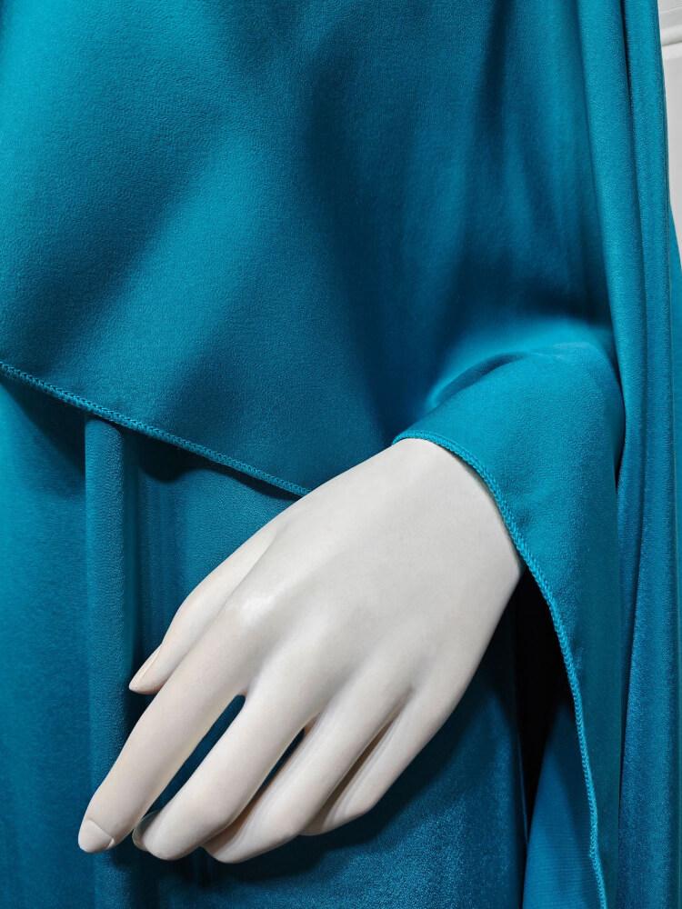 Shawl Sleeve Satin Outer Abaya Dress