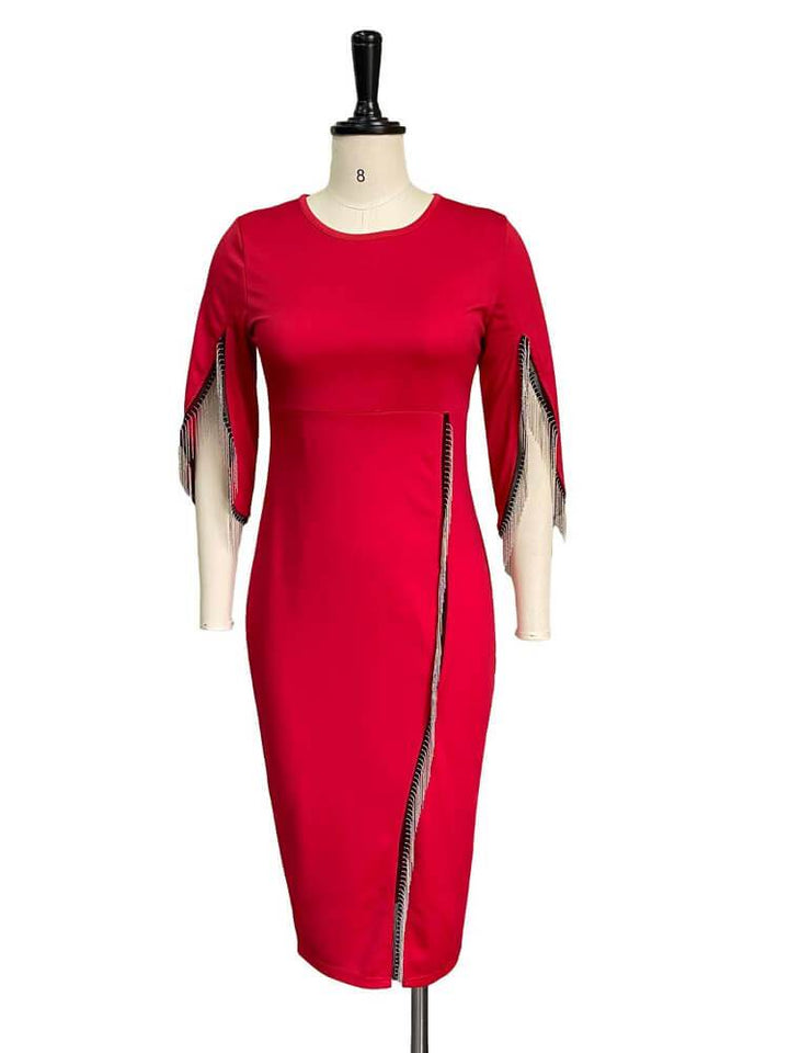 Women's Split Fringe Midi Dress