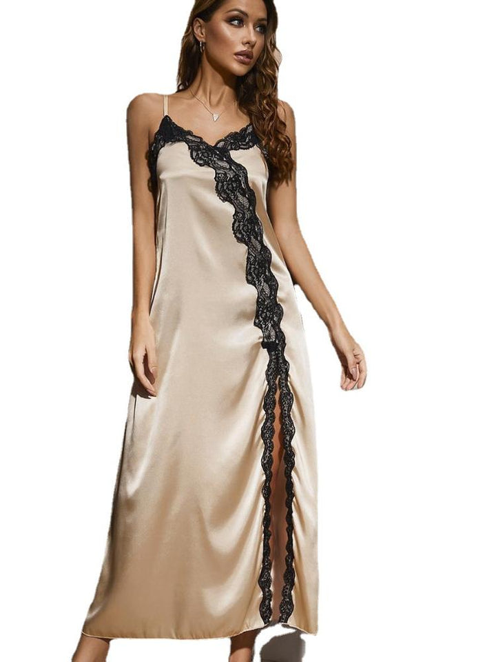 Spaghetti Strap Split Lace Sleepwear Night Dress
