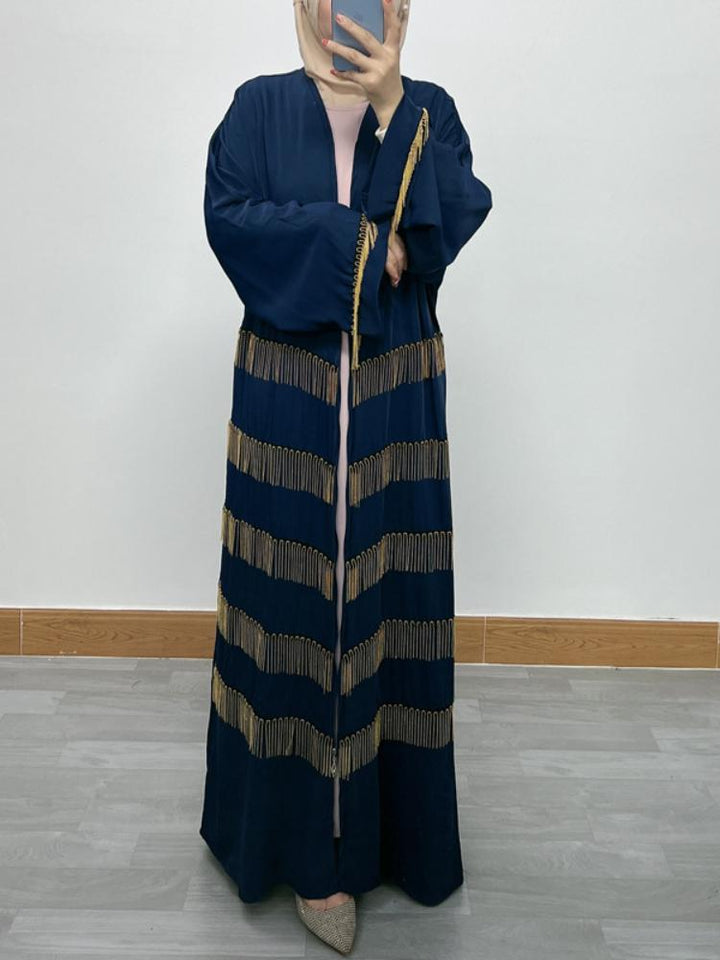 Batwing Sleeve Tassel Zip Cardigan Abaya
