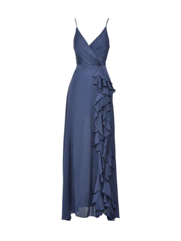 Casual Solid Color V-Neck Split Evening Dress